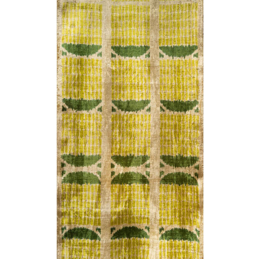 Hoseki Handwoven Silk Velvet Ikat Fabric Emerald