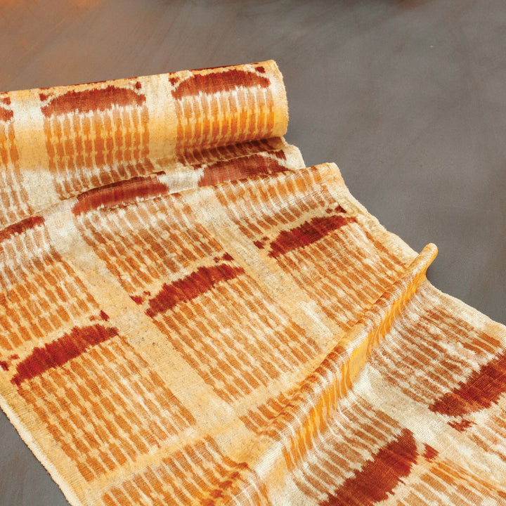 Hoseki Handwoven Silk Velvet Ikat Fabric Bronzite