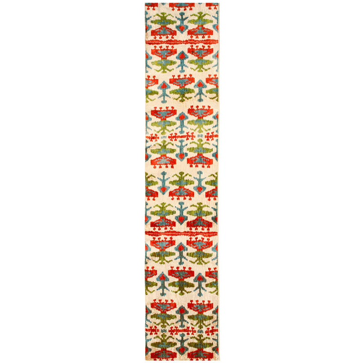 Kadan Handwoven Silk Velvet Ikat Fabric Redgreen
