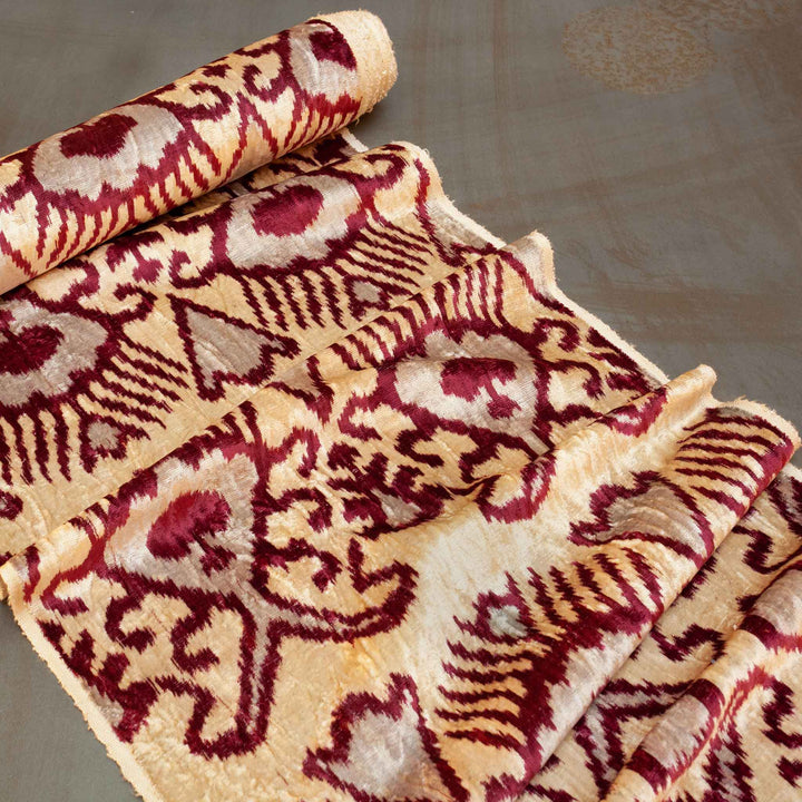 Nomi Handwoven Silk Velvet Ikat Fabric