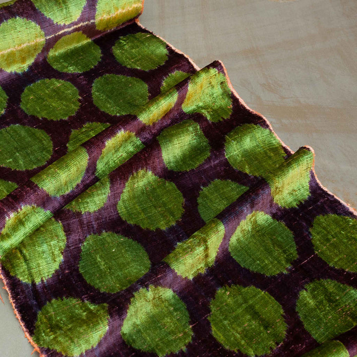 TAMA Handwoven Silk Velvet Ikat Fabric Forest
